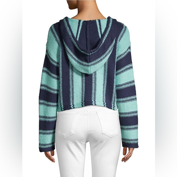 Wildfox Hermosa Striped Knit Hoodie Oxford Glacier NWT - Picture 5 of 6